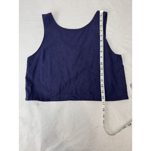 Linen Crop Top Split Back Sleeveless Whimsigoth Goth Rare Purple Medium - Picture 6 of 7